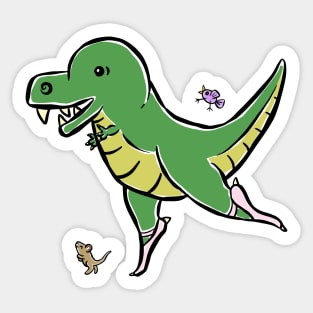 Tyrannosaurus Dinosaur Dino Ballerina Dance Cartoon Cute Character Sticker